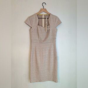 Grace Karin Tan Midi Sheath‎ Dress with Notched Collar